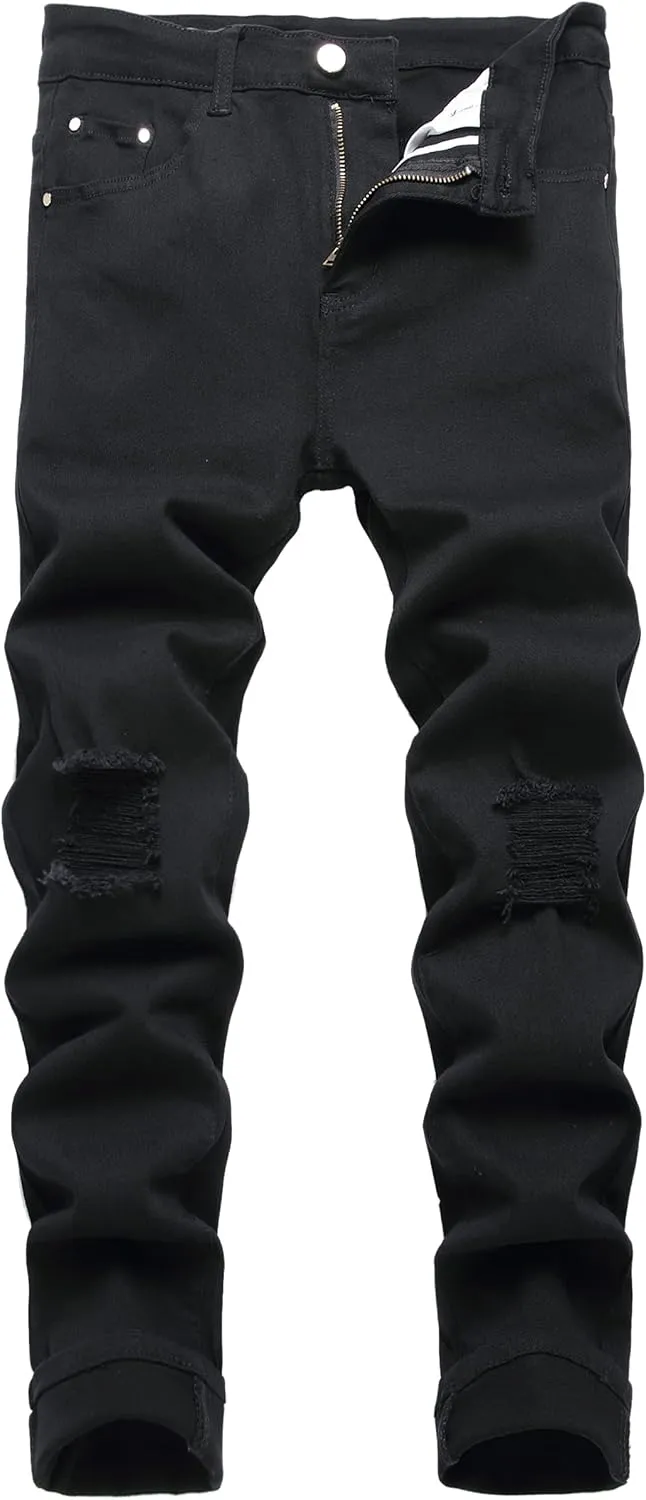 JUNBAOSS Men's Slim Fit Jeans Stretch Ripped Skinny Jeans for Men, Fashion Straight Leg Comfort Flex Waist Casual Pants