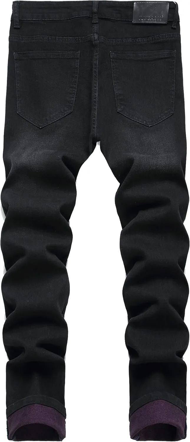 JUNBAOSS Men's Slim Fit Stretch Jeans Ripped Skinny Jeans for Men, Fashion Distressed Straight Comfort Flex Waist Pants