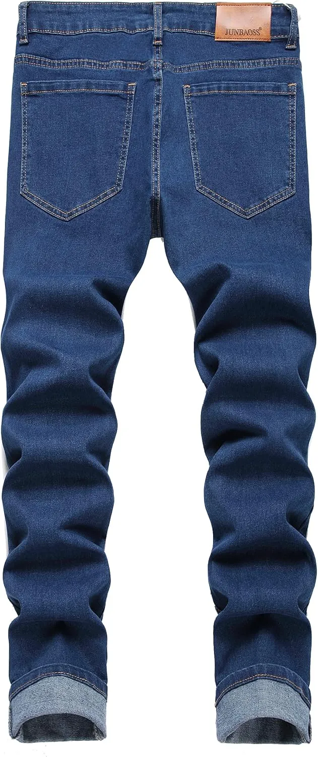 JUNBAOSS Men's Slim Fit Stretch Jeans Ripped Skinny Jeans for Men, Fashion Distressed Straight Comfort Flex Waist Pants