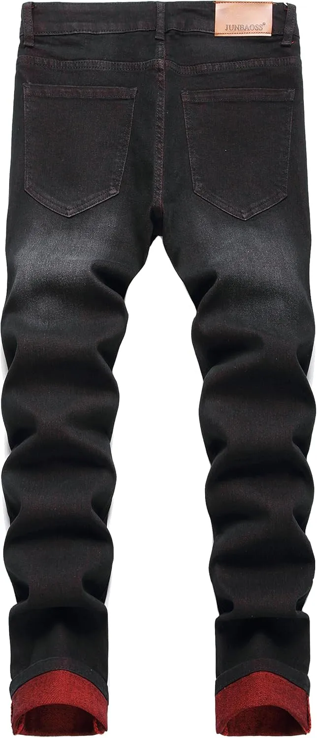 JUNBAOSS Men's Slim Fit Stretch Jeans Ripped Skinny Jeans for Men, Fashion Distressed Straight Comfort Flex Waist Pants