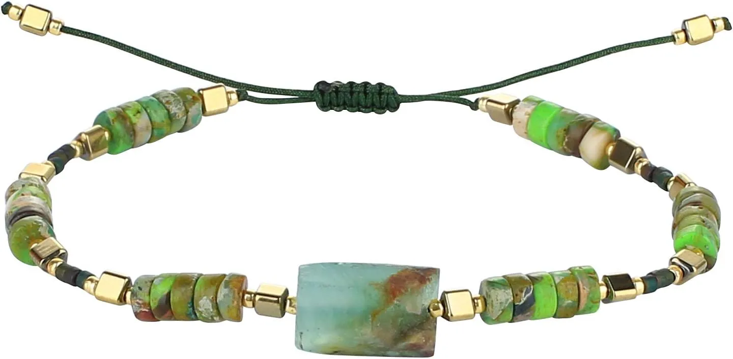 KELITCH Natural Crystal Beaded Friendship Bracelets for Women Turquoise Strand Bracelets New Jewelry