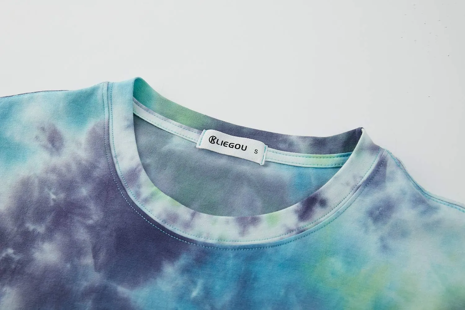 KLIEGOU Mens Hipster Crewneck T-Shirt Round Hemline Hole Tees