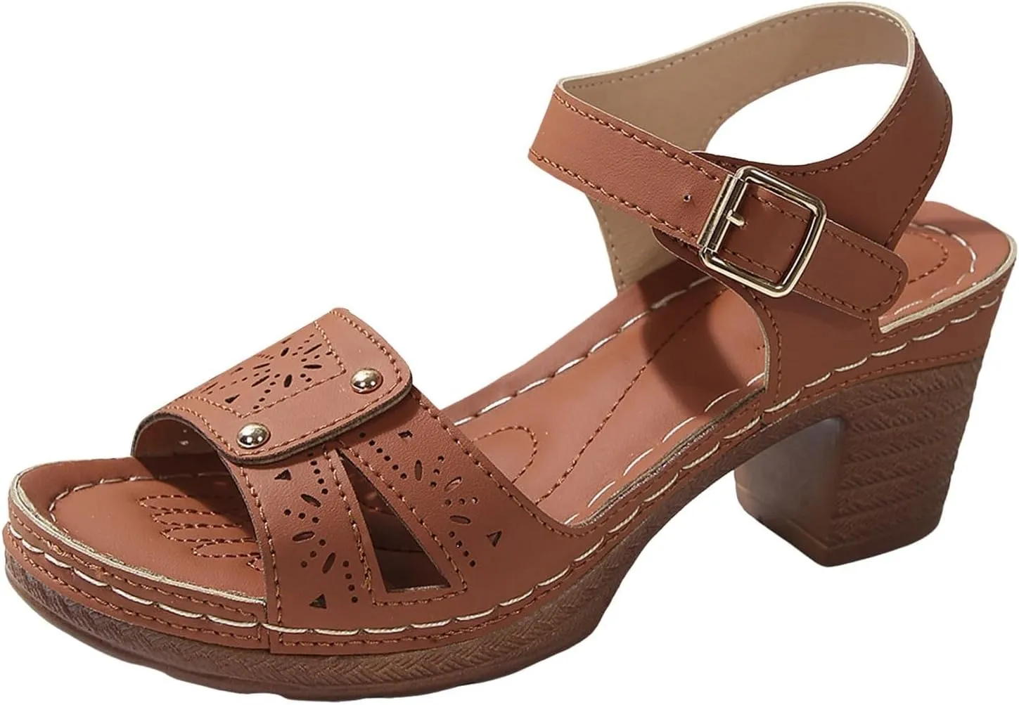 Kubbon Orthopedic Platform Wedge Sandals for Women Chunky Heel Ankle Strap Slip On Sandals Comfortable Open Toe Sandles Casual Outdoor Shoes