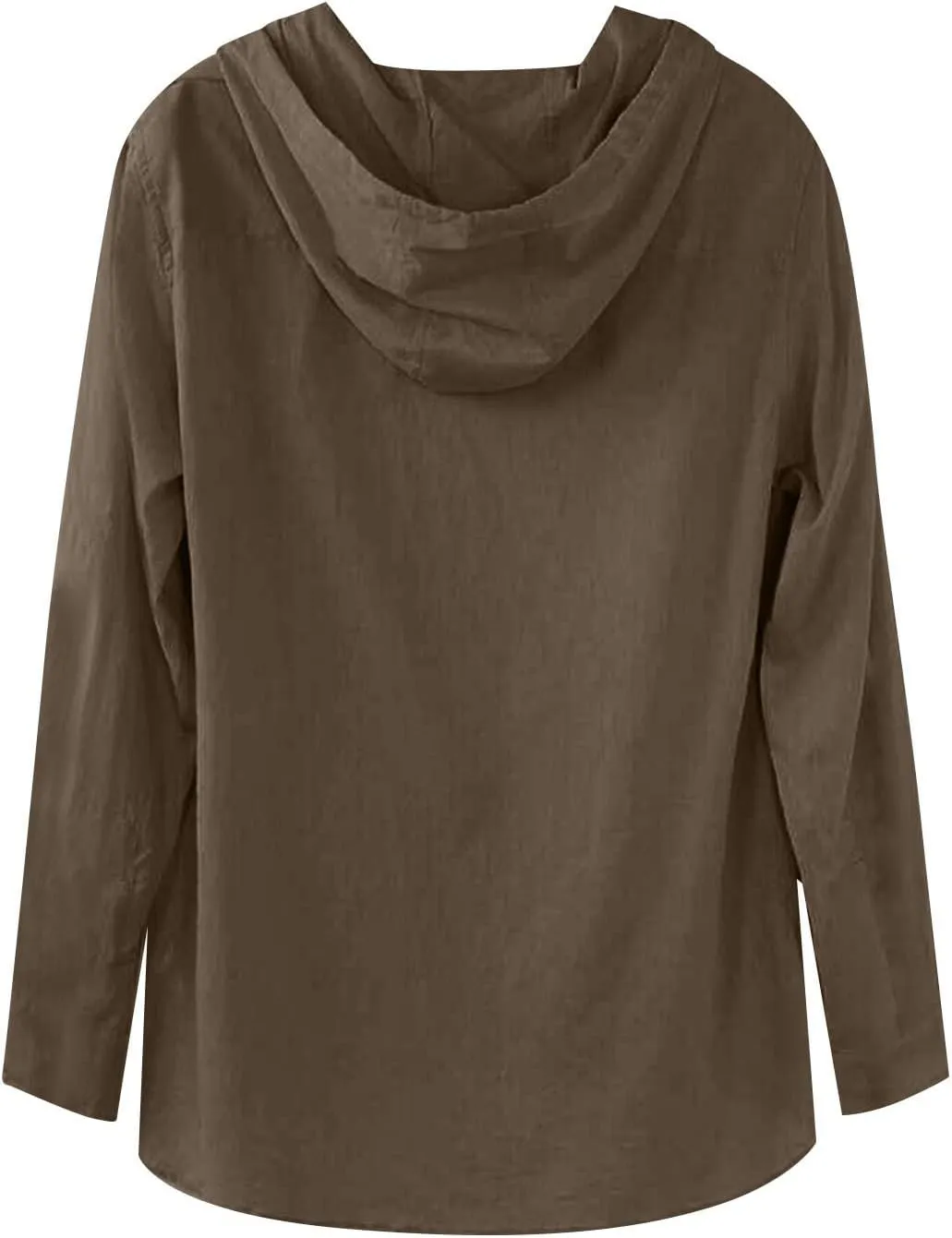 KUIOLYPOER Men's Cotton Linen Shirts Long Sleeve Hooded Drawstring Shirt Spring Summer Casual Loose Beach Shirts with Hood