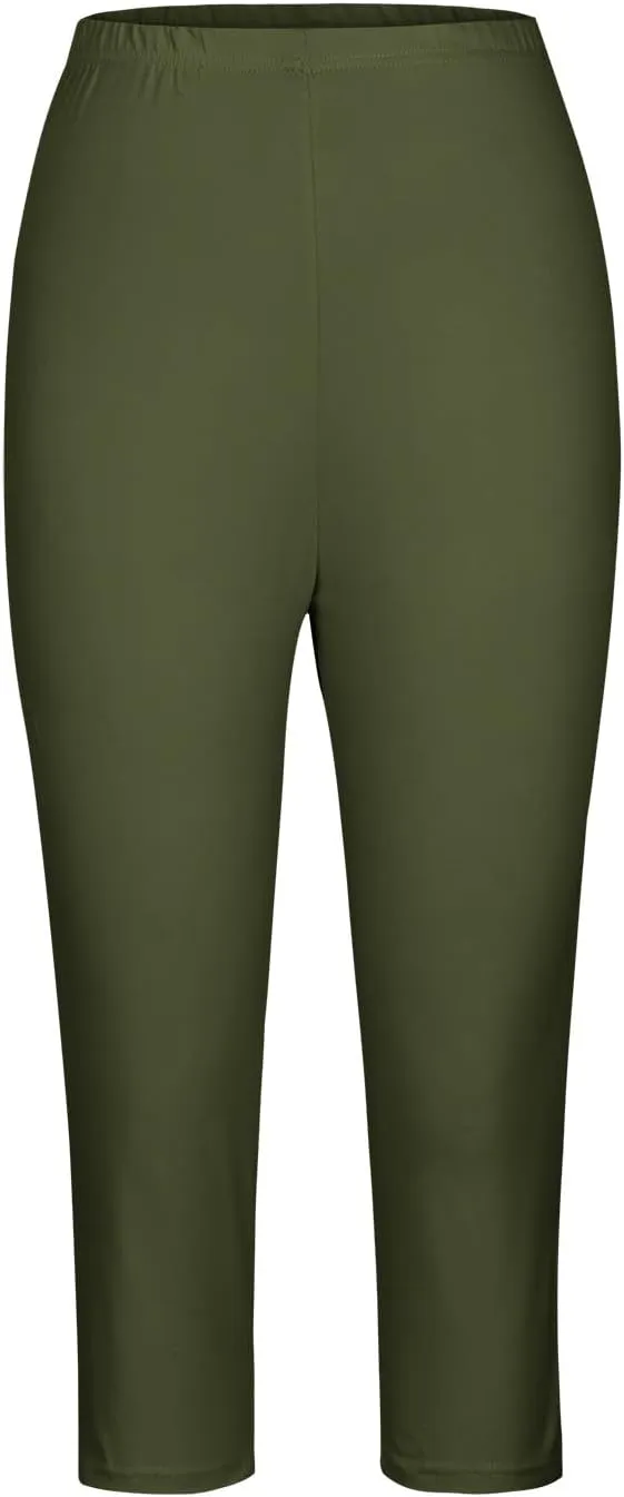 Lace Cropped Trousers for Women 3/4 Length Pants Ladies High Waist Cropped Leggings Lounge Yoga Pants Beach Trousers