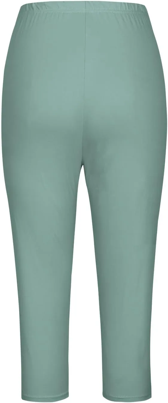 Lace Cropped Trousers for Women 3/4 Length Pants Ladies High Waist Cropped Leggings Lounge Yoga Pants Beach Trousers