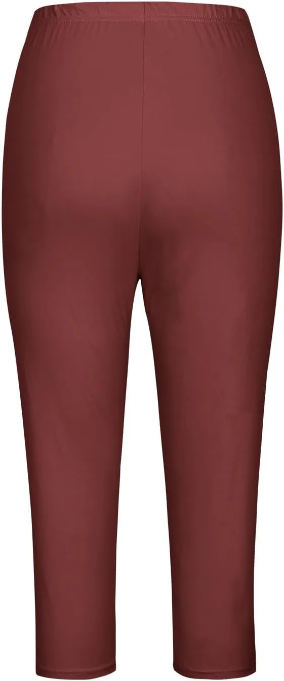 Lace Cropped Trousers for Women 3/4 Length Pants Ladies High Waist Cropped Leggings Lounge Yoga Pants Beach Trousers