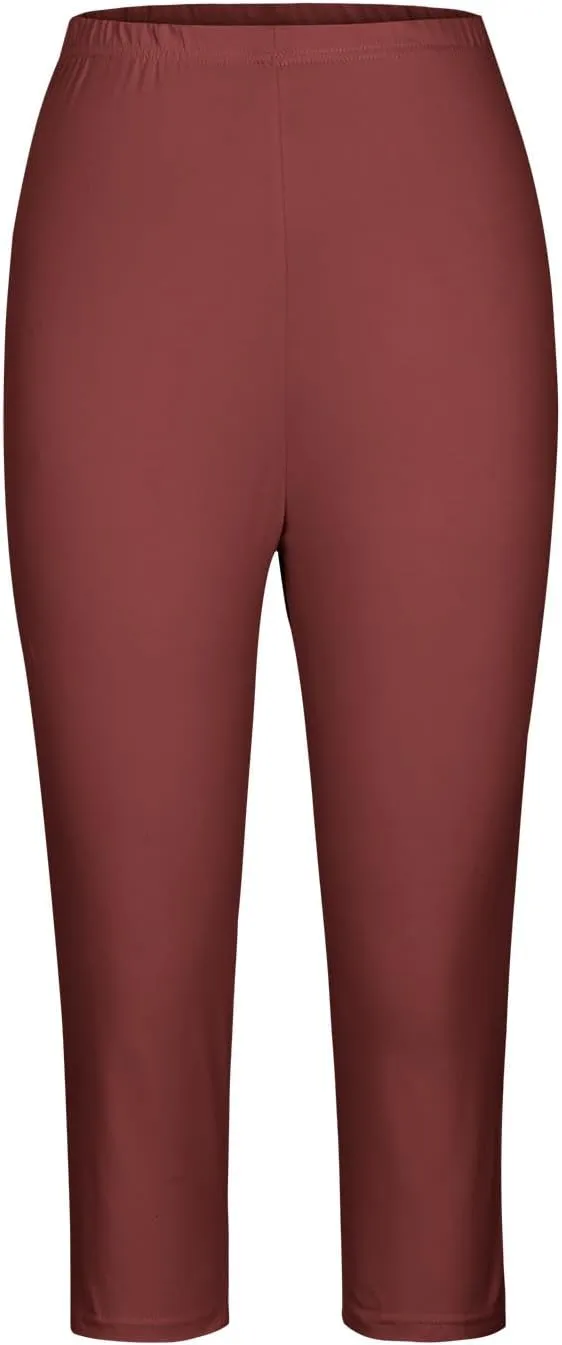 Lace Cropped Trousers for Women 3/4 Length Pants Ladies High Waist Cropped Leggings Lounge Yoga Pants Beach Trousers