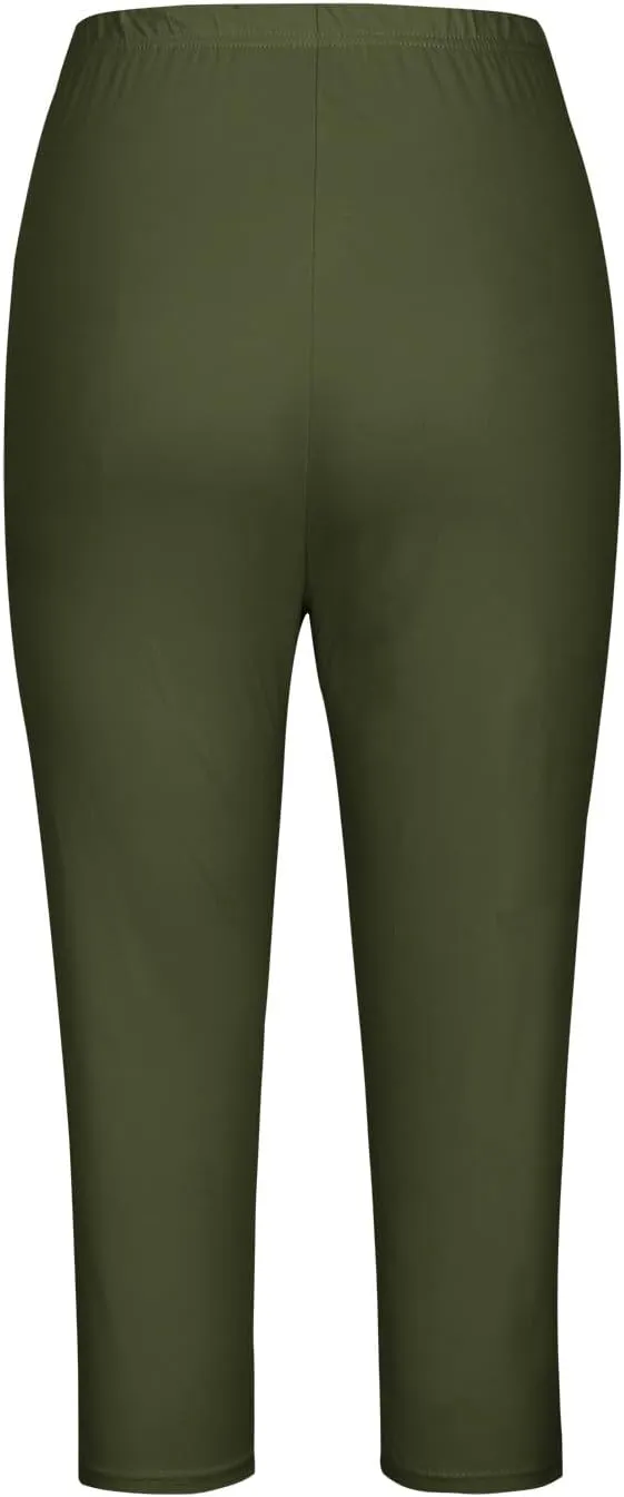Lace Cropped Trousers for Women 3/4 Length Pants Ladies High Waist Cropped Leggings Lounge Yoga Pants Beach Trousers