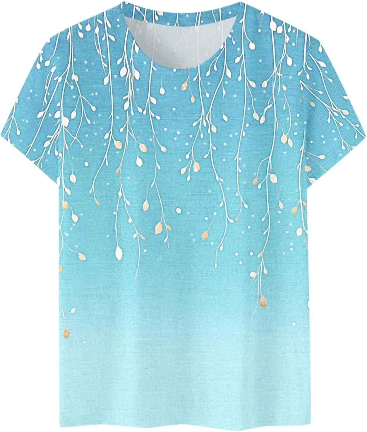 Ladie's 2025 Trendy Floral Print Round Neck T-Shirt for Summer Women Casual Loose Fit Boho Top Outfits