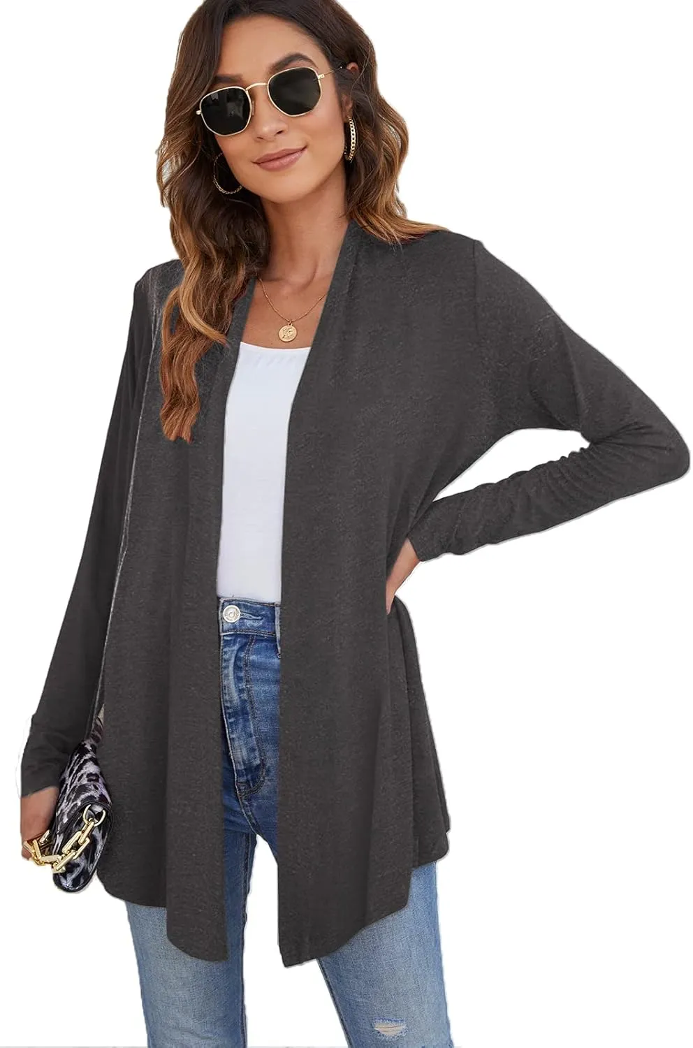 Ladlop Women's Lightweight Open Front Cardigans Long Sleeve Casual Soft Drape Fall Cardigan