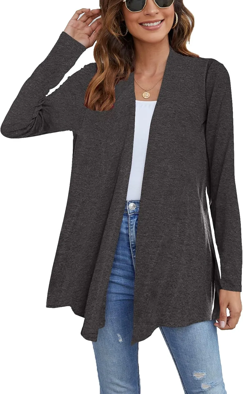 Ladlop Women's Lightweight Open Front Cardigans Long Sleeve Casual Soft Drape Fall Cardigan