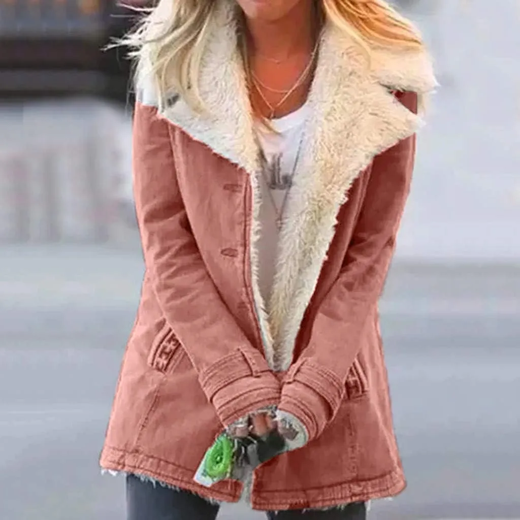 LCMTWX Fuzzy Fleece Jackets for Women Lapel Single Breasted Long Sleeve Plus Size Outwear Fuzzy Faux Shearling Zipper Plus