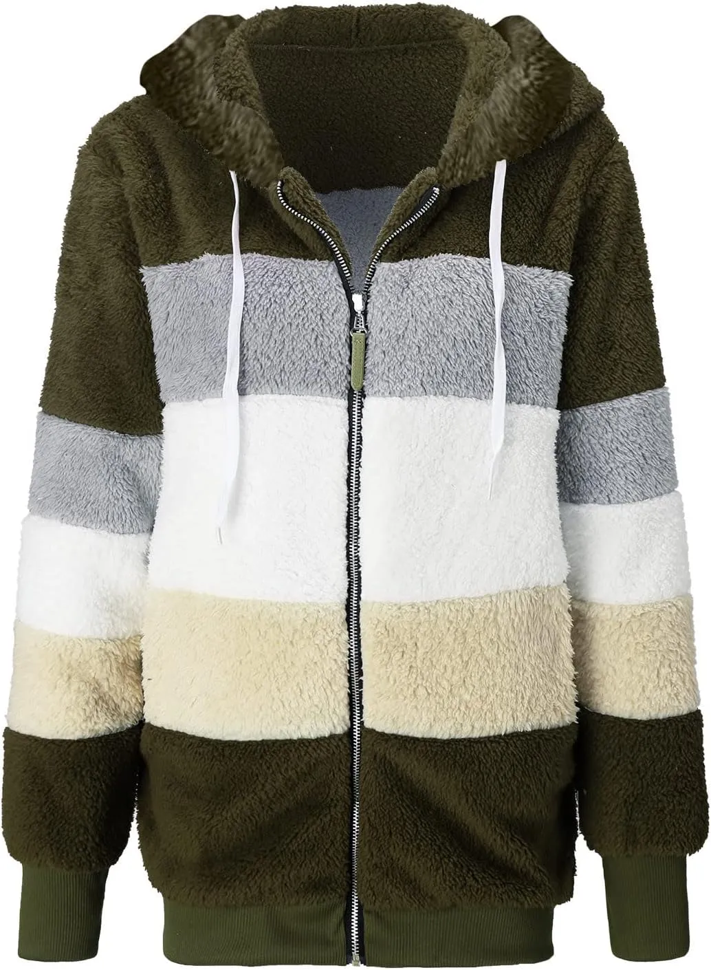 LCMTWX Womens 2023 Winter Fuzzy Fleece Jacket Artificial Wool Zipper Drawstring Solid Oversized Fuzzy Fleece Fluffy Fall