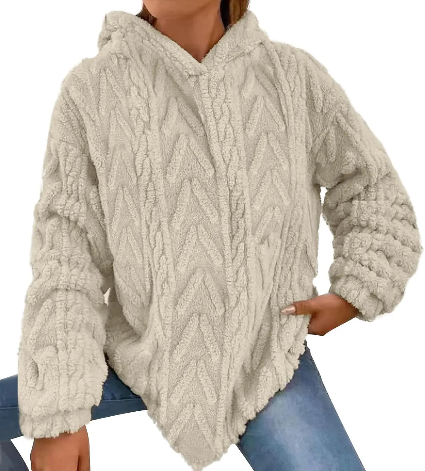 LCMTWX Womens Winter Jacket Coats Plush New Fabric Oversized Sweatshirt Loose Fit Long Sleeve Light Sweatshirt Loose Womens