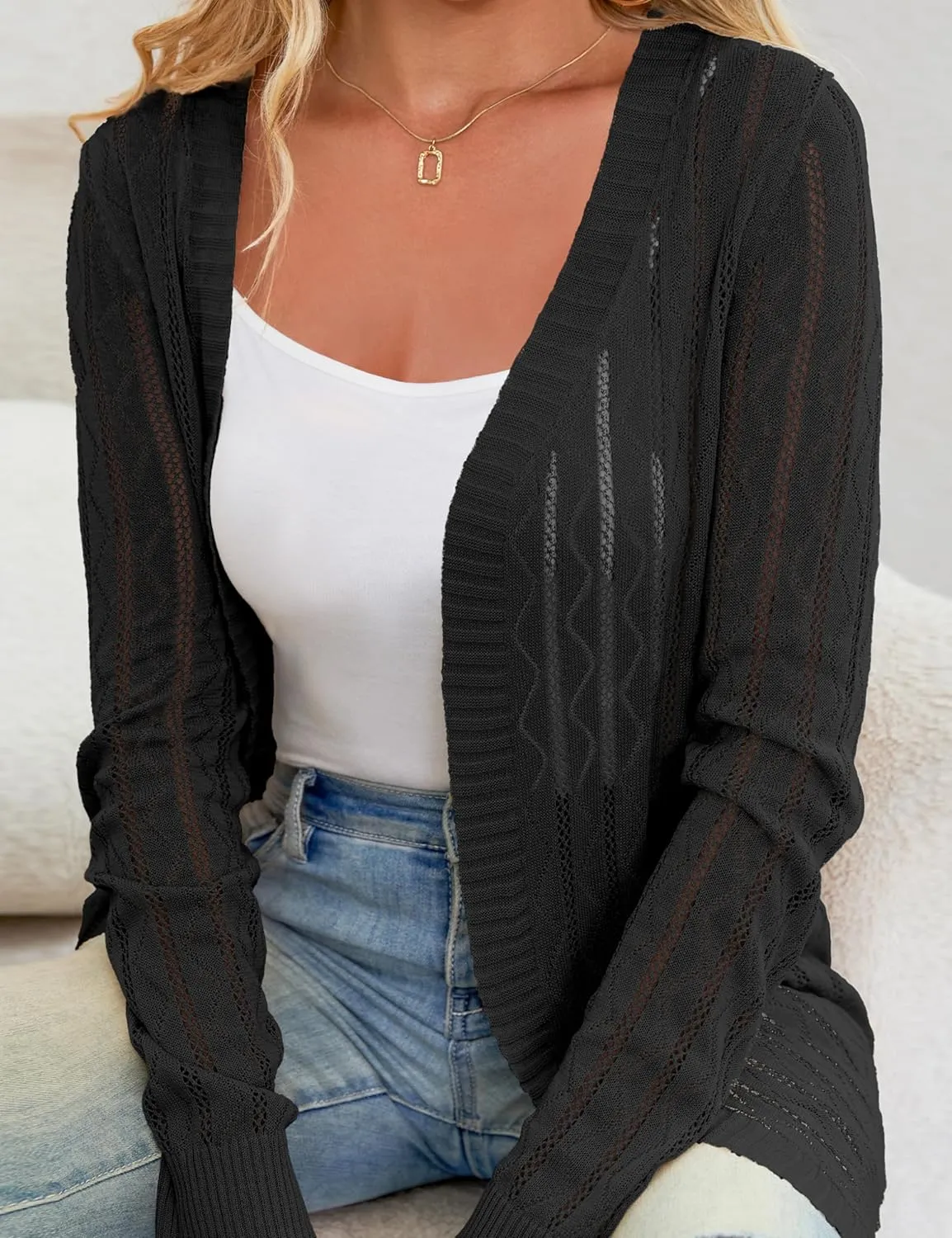 LIENRIDY Women's Cardigans Lightweight Long Sleeve Open Front Sweater Cardigan, S-XL