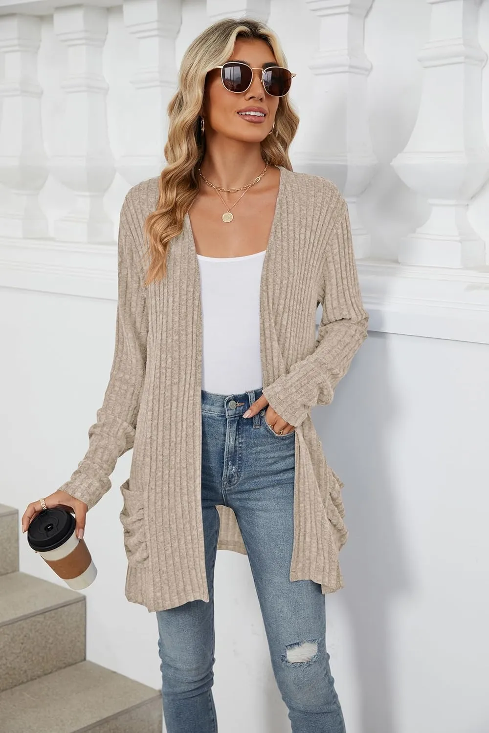 Lightweight Cardigans for Women Fashion Casual Oversized Long Sleeve Cardigan Sweater Loose Dressy Fall Holiday Tops