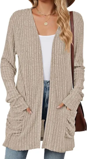 Lightweight Cardigans for Women Fashion Casual Oversized Long Sleeve Cardigan Sweater Loose Dressy Fall Holiday Tops