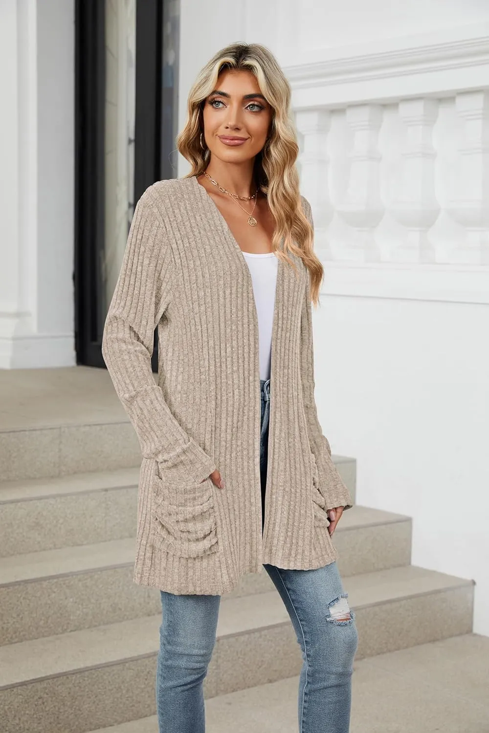 Lightweight Cardigans for Women Fashion Casual Oversized Long Sleeve Cardigan Sweater Loose Dressy Fall Holiday Tops