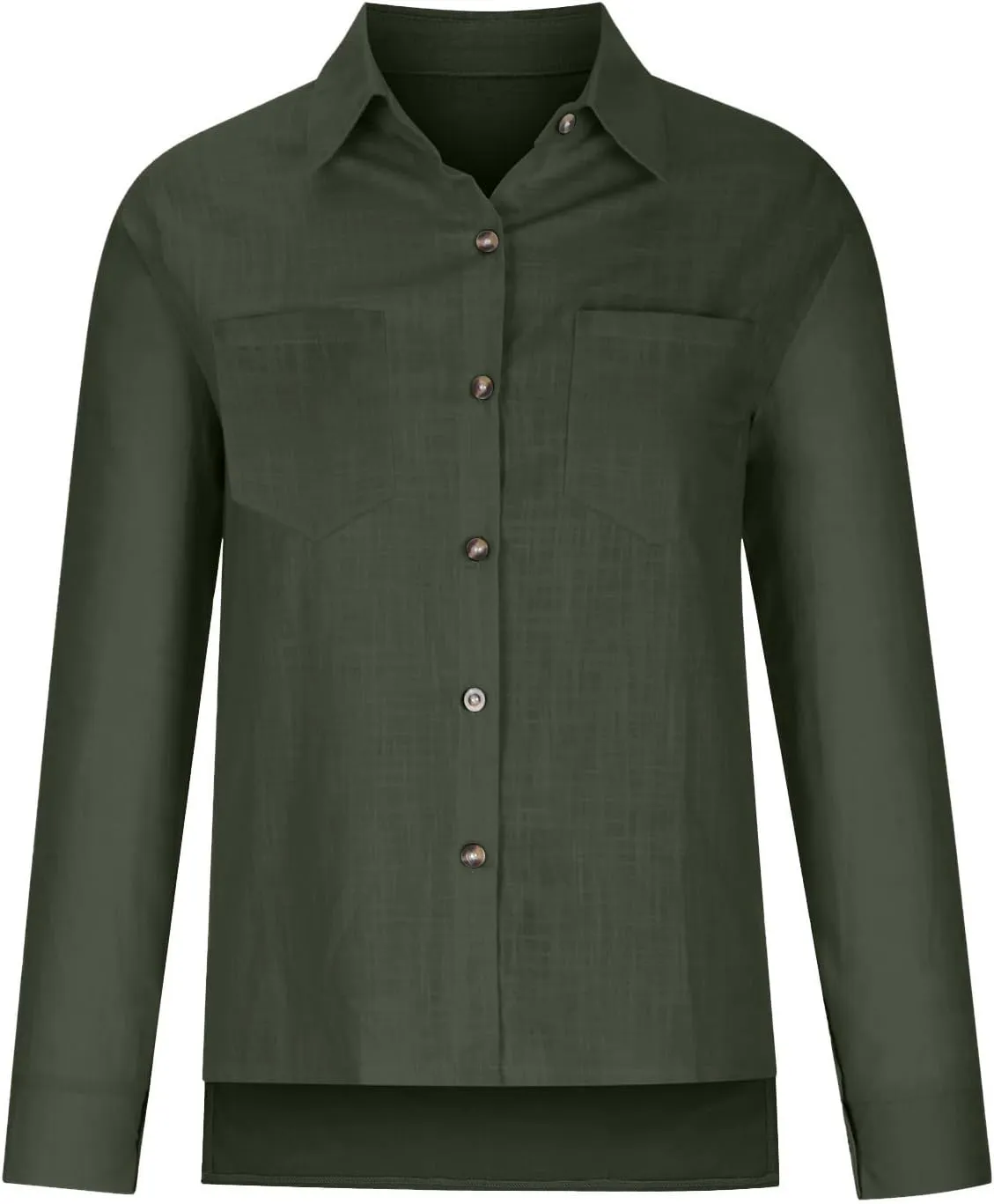 Linen Tops for Women Cotton Linen Button Down Shirt Casual Lightweight Long Sleeve Solid Colorloose Work Blouses