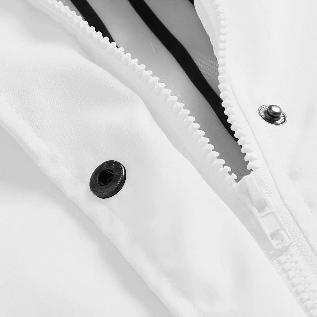 LIXIAO Womens Military Style Trench Coats Hooded Windbreaker Waterproof Long Sleeve Tunic Outdoor Buttons Zipper Rain Jacket
