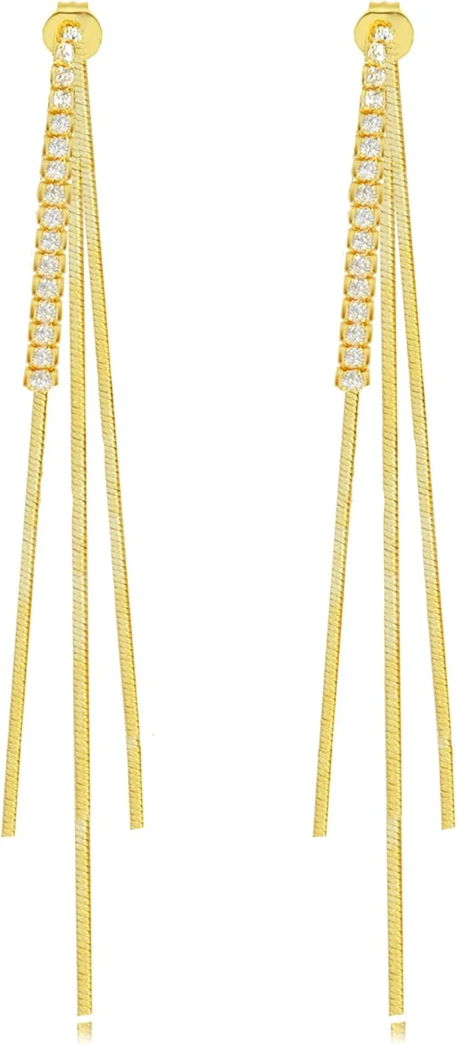 Long Tassel Dangle Earrings for Women Gold Long Threader Earrings Chain Drop Earrings