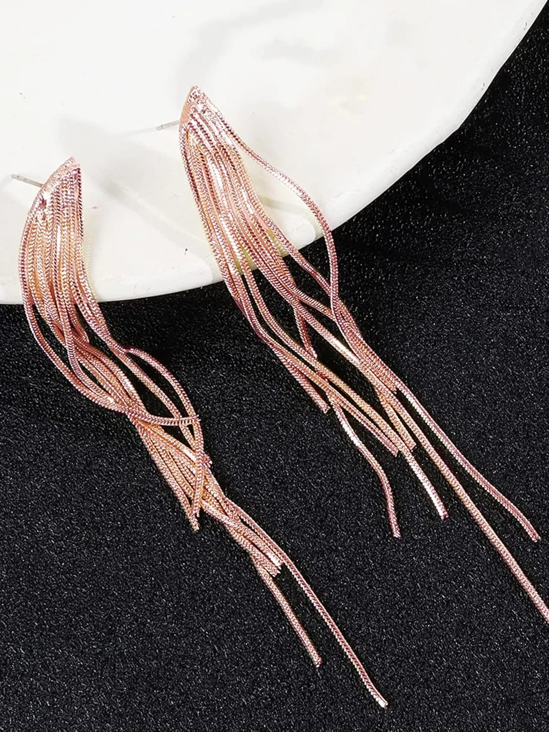 Long Tassel Earrings Gold Tassel Earrings for Women Gold Chain Drop Earrings Bride Earrings for Wedding Party New Year Jewelry Gifts