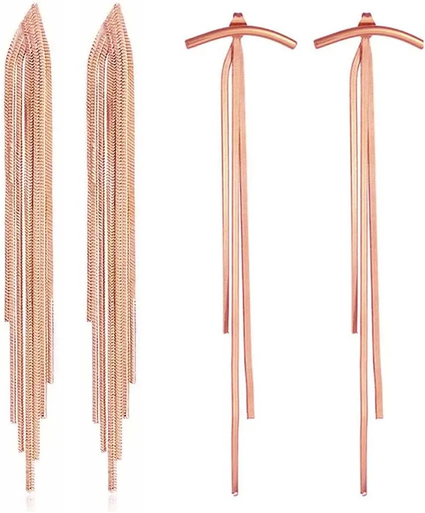 Long Tassel Earrings Gold Tassel Earrings for Women Gold Chain Drop Earrings Bride Earrings for Wedding Party New Year Jewelry Gifts