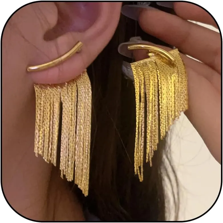 Long Tassel Earrings Gold Tassel Earrings for Women Gold Chain Drop Earrings Bride Earrings for Wedding Party New Year Jewelry Gifts