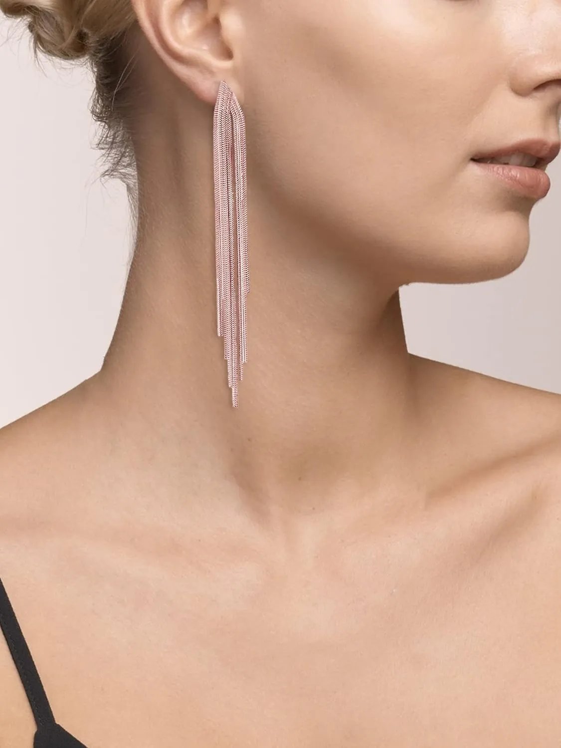 Long Tassel Earrings Gold Tassel Earrings for Women Gold Chain Drop Earrings Bride Earrings for Wedding Party New Year Jewelry Gifts