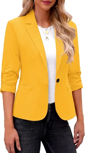 LookbookStore Blazers for Women Suit Jackets Dressy 3/4 Sleeve Blazer Business Casual Outfits for Work
