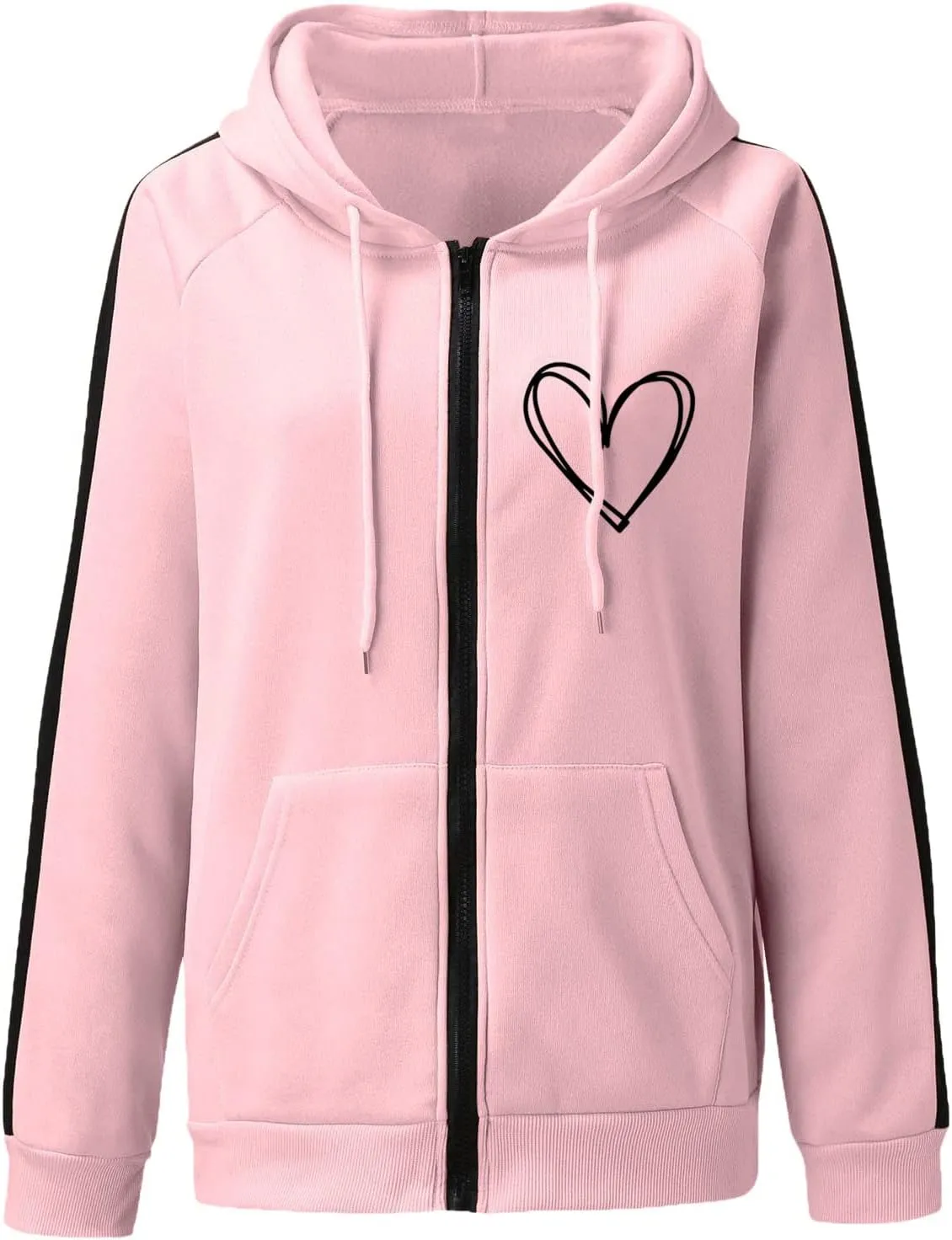 Los Angeles California Jacket for Women Hoodies Full Zip Up Print Pockets Long Sleeve Hooded Sweatshirt Coat Cute Zipper