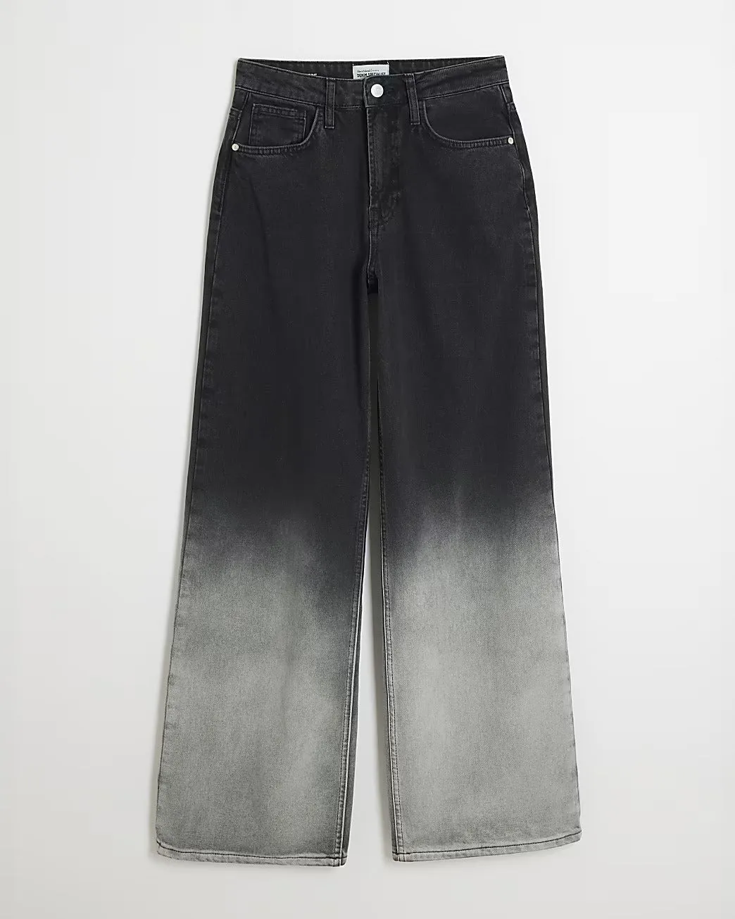 LT1K Black Two-Tone Wide-Leg Jeans (Stitched Hem)