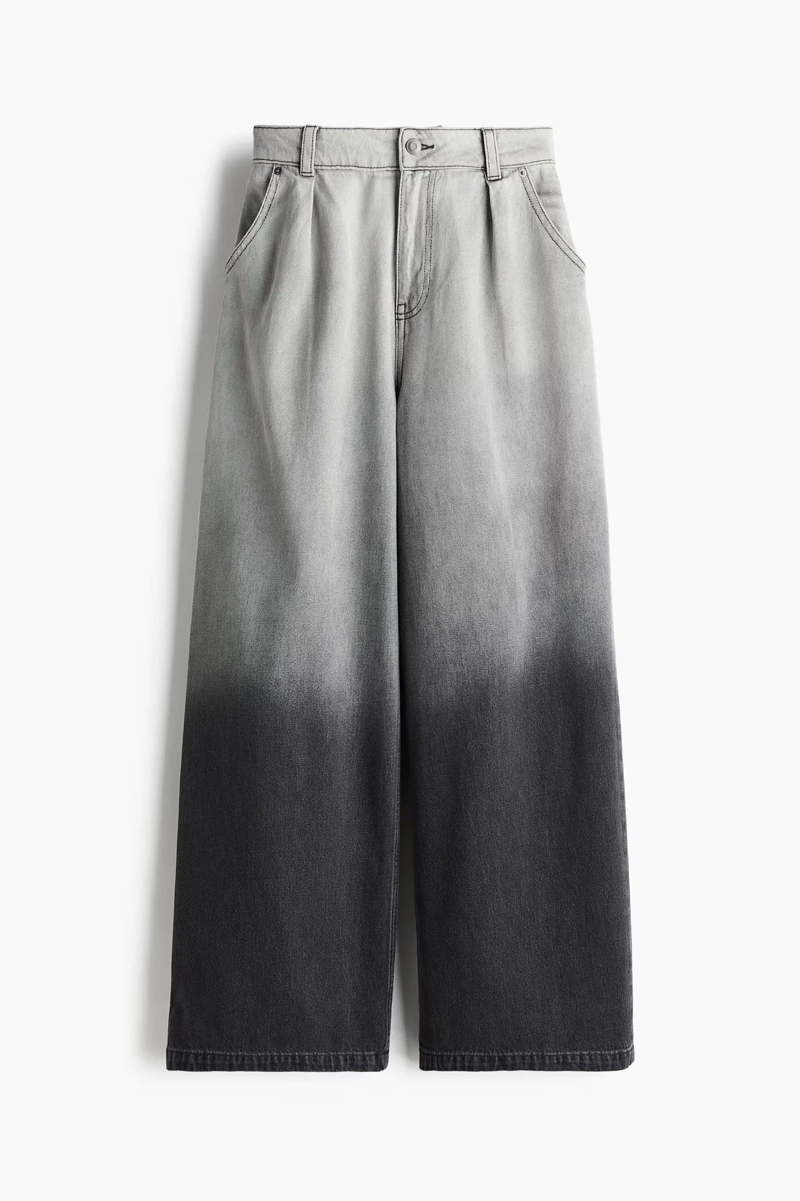 LT1K Black Two-Tone Wide-Leg Jeans.
