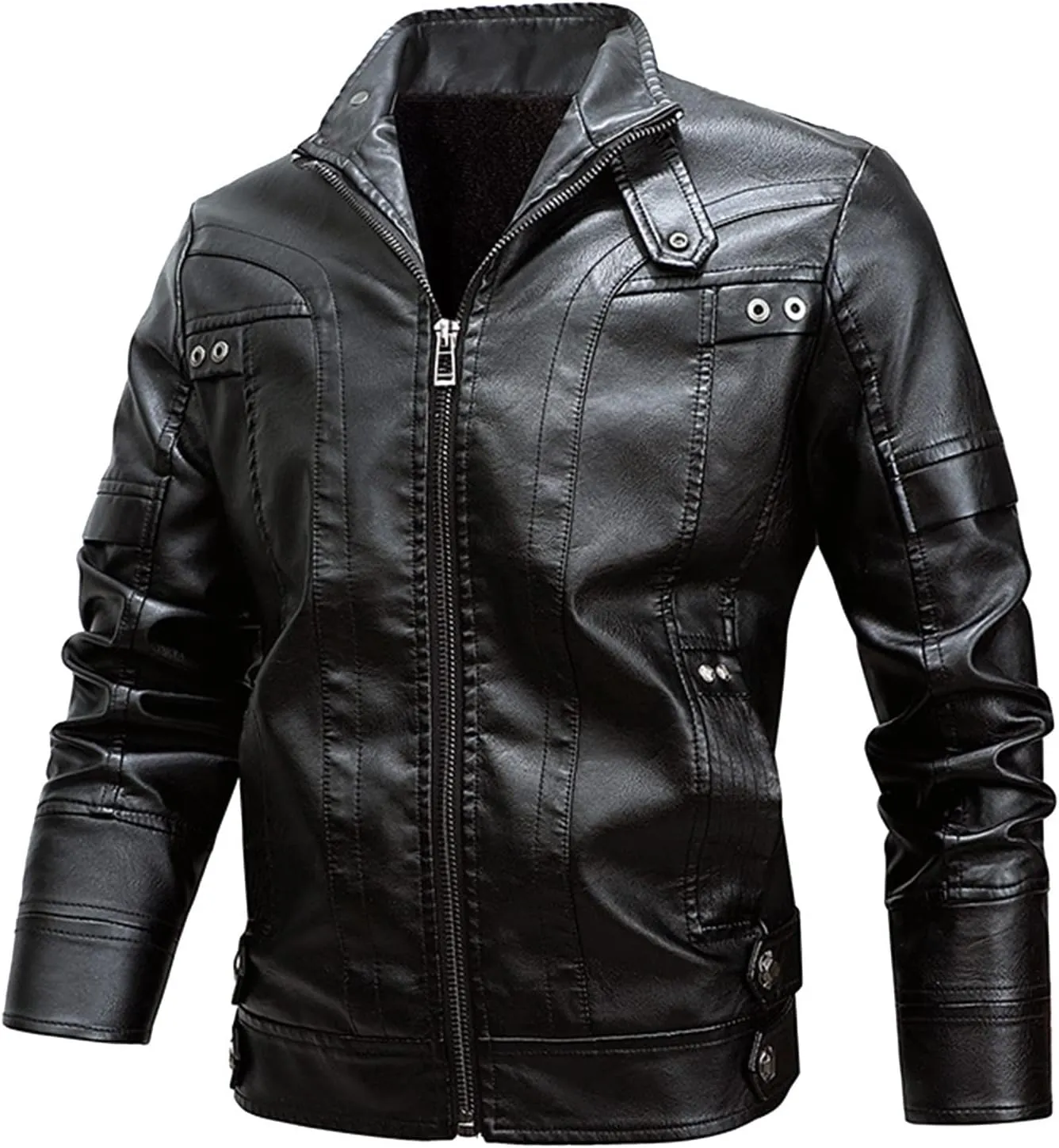 Luxury Briefcases for Men Men Autumn and Winter Fashion Casual Solid Color Pocket Thick Coat Leather Jacket