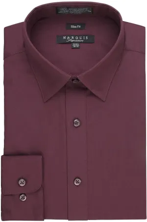 Marquis Men's 009SL Long Sleeve Slim Fit Dress Shirt, Burgundy, 16.5 6-7
