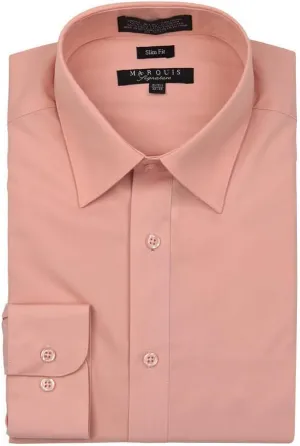 Marquis Men's 009SL Long Sleeve Slim Fit Dress Shirt, Dusty Rose, 18.5 6-7