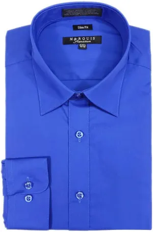 Marquis Men's 009SL Long Sleeve Slim Fit Dress Shirt, Saphire Blue, 16.5 6-7