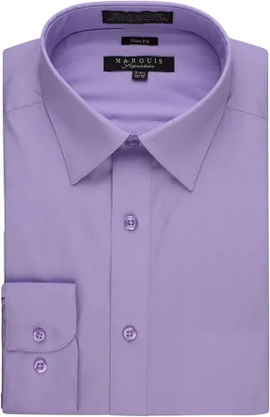 Marquis Men's 009SL Long Sleeve Slim Fit Dress Shirt, Violet, 15.5 2-3