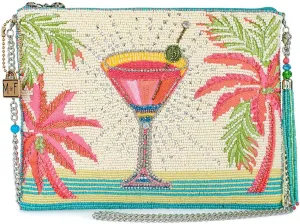 Mary Frances Palm Paradise Beaded Crossbody Handbag Clutch Tropical Cocktail-Themed Evening Purse  Vacation, Beach, Vegan Accessory, Multicolor