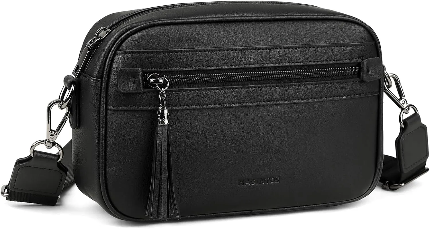 MASINTOR Crossbody Purses for Women Vegan Leather, Travel Purse Shoulder Handbag with Adjustable Strap and Tassel