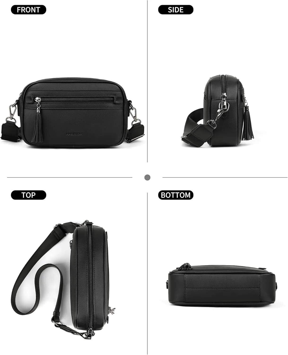 MASINTOR Crossbody Purses for Women Vegan Leather, Travel Purse Shoulder Handbag with Adjustable Strap and Tassel