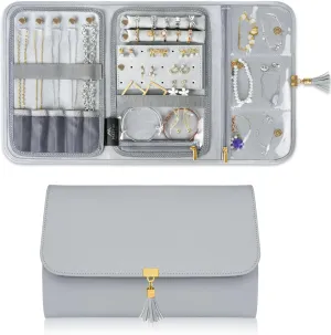 MATEIN Jewelry Travel Organizer for Women, Tangle Free Portable Leather Jewelry Storage Roll Bag Envelope Clutch, Waterproof Lightweight Jewelry Case Holder for Necklaces, Rings, Earrings, Bracelets