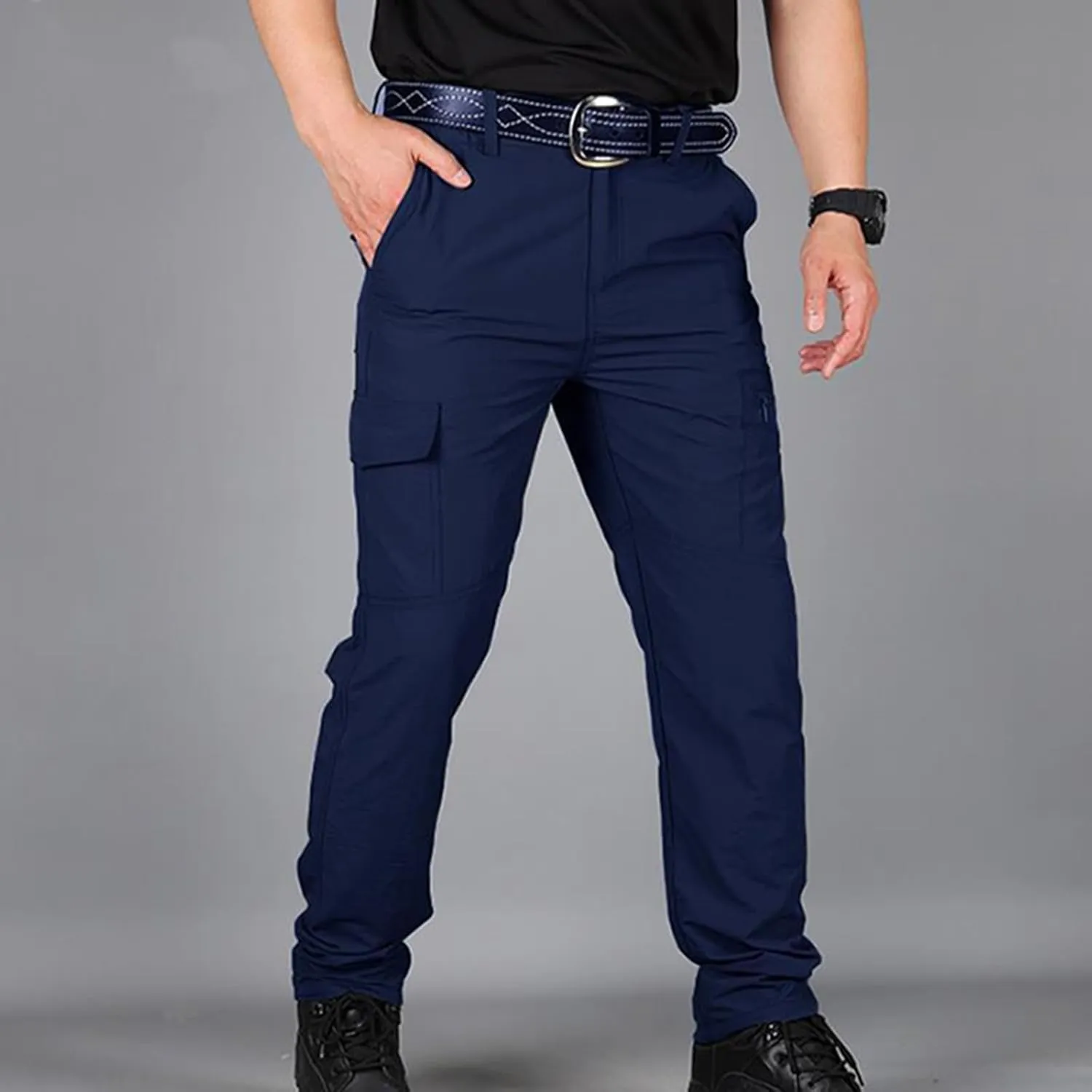 Men Cargo Pants Casual Outdoor Straight Leg Pants with Multiple Pockets Slim Fit Pants Fashion Trousers Hiking Pants