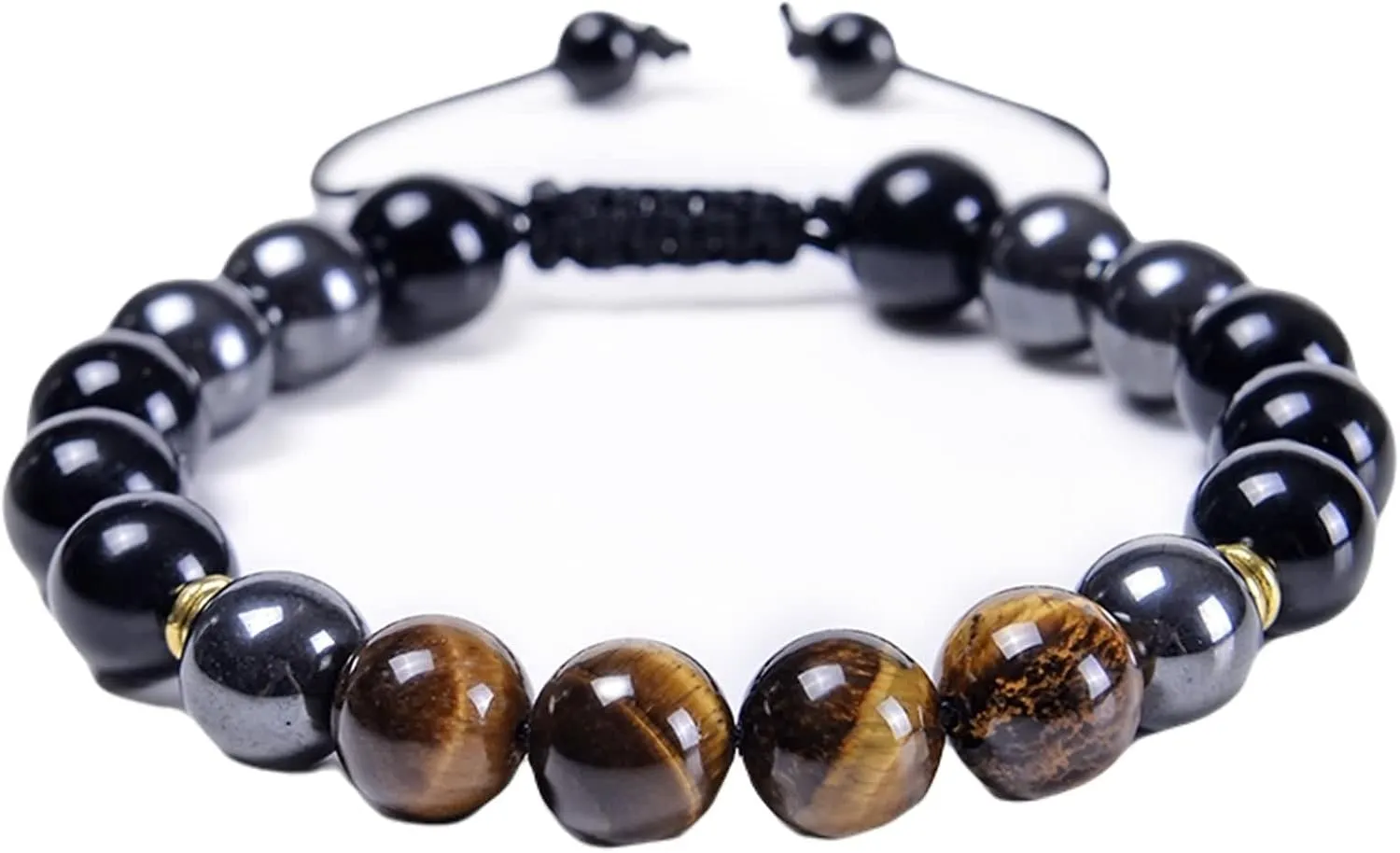 Mens Bracelet Men, Mens Woven Bracelets Crystal 10mm Natural Agate Tiger Eye Bead Vintage Jewelry for Womens Gifts