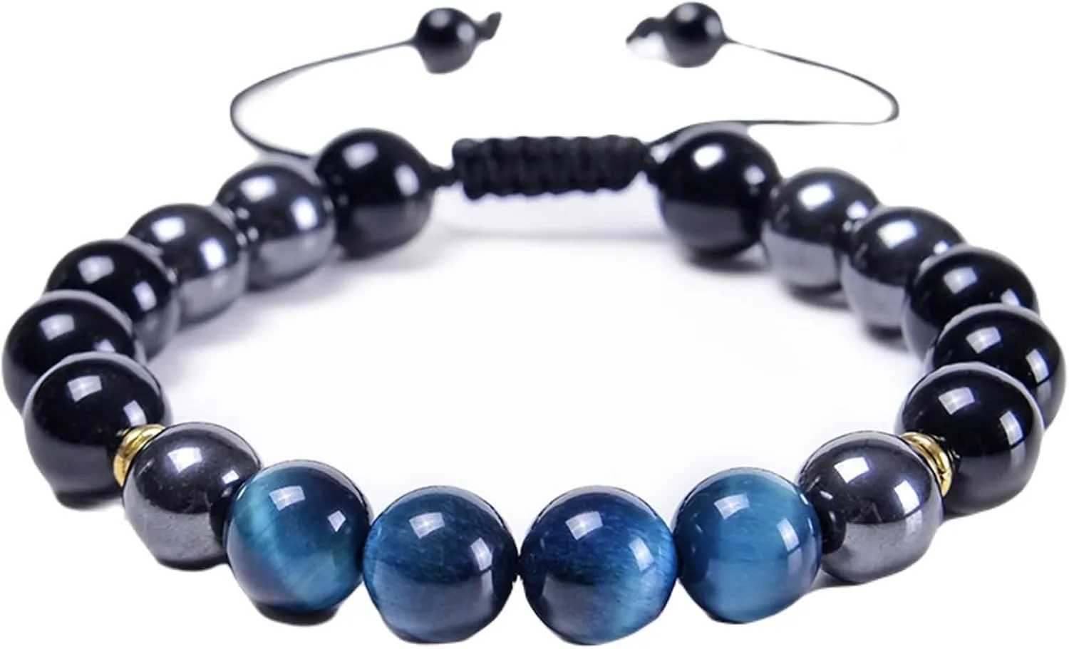Mens Bracelet Men, Mens Woven Bracelets Crystal 10mm Natural Agate Tiger Eye Bead Vintage Jewelry for Womens Gifts