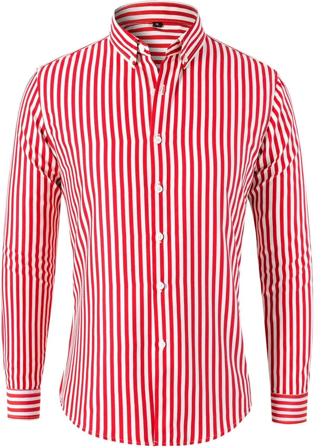 Mens Casual Business Vertical Striped Long Sleeve Button Down Dress Shirts for Casual Vertical Striped Shirt