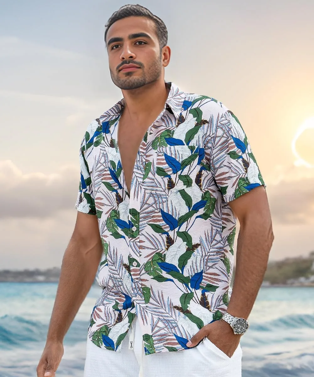 Men's Hawaiian Floral Shirt Short Sleeve Casual Button Down Shirt Summer Holiday Beach Shirt for Men