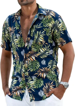 Men's Hawaiian Floral Shirt Short Sleeve Casual Button Down Shirt Summer Holiday Beach Shirt for Men