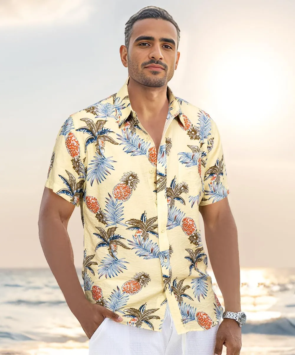 Men's Hawaiian Floral Shirt Short Sleeve Casual Button Down Shirt Summer Holiday Beach Shirt for Men